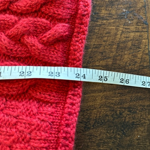 Inis Crafts | 100% Irish Wool Cozy Red Cable Knit Turtleneck Sweater - Picture 5 of 5